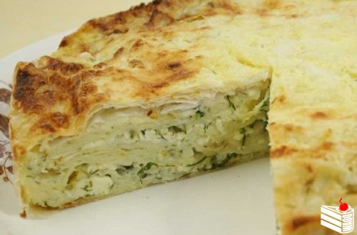 Сырный пирог из лаваша с зеленью.